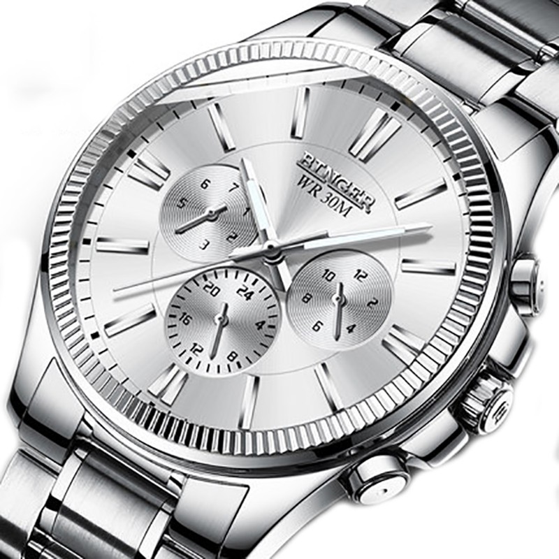 Đồng hồ cơ nam Chronograph kim chỉ dạ quang BG106