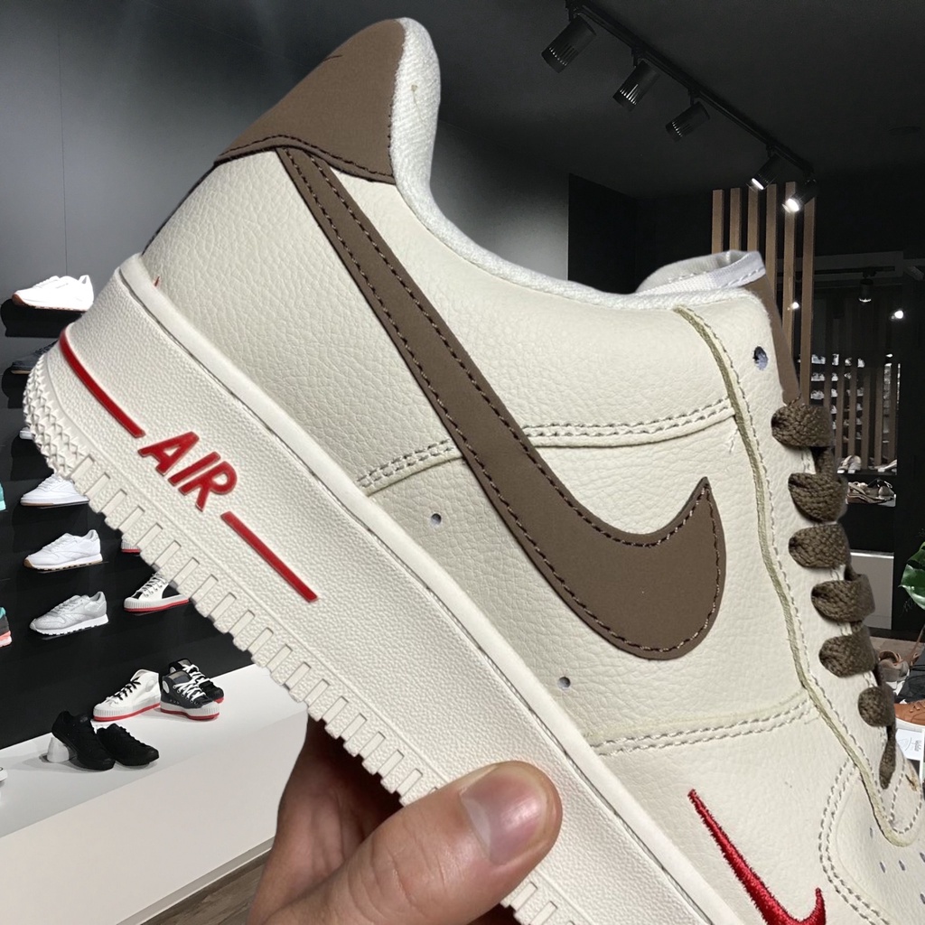 Giày AF1 vệt nâu bản trung SC, Sneaker Air Force 1 nâu trắng dành cho nam nữ, full bill tặng box bảo vệ