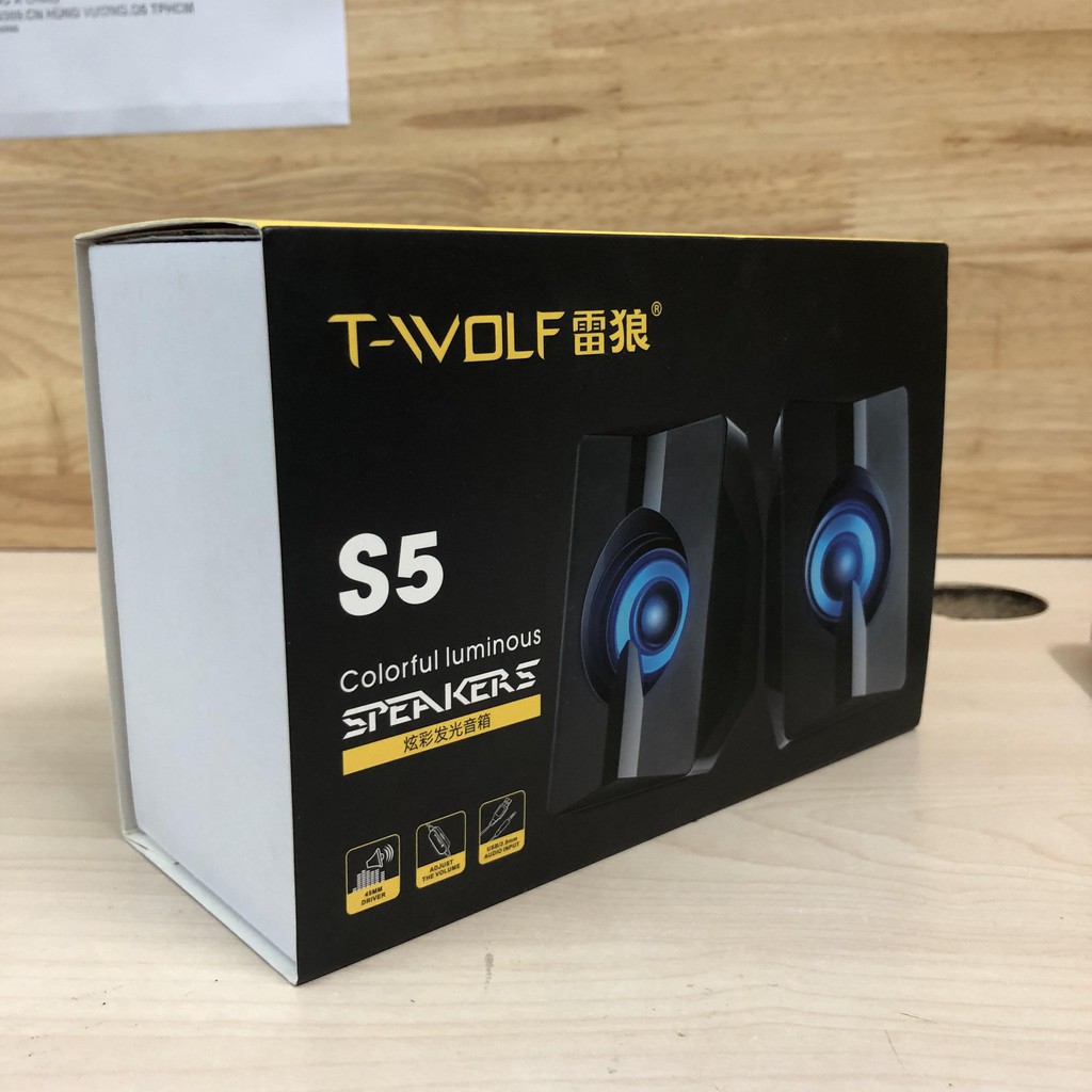 Loa vi tính T-WOLF S5 có đèn led RGB - bass mạnh (Đen) Chính Hãng