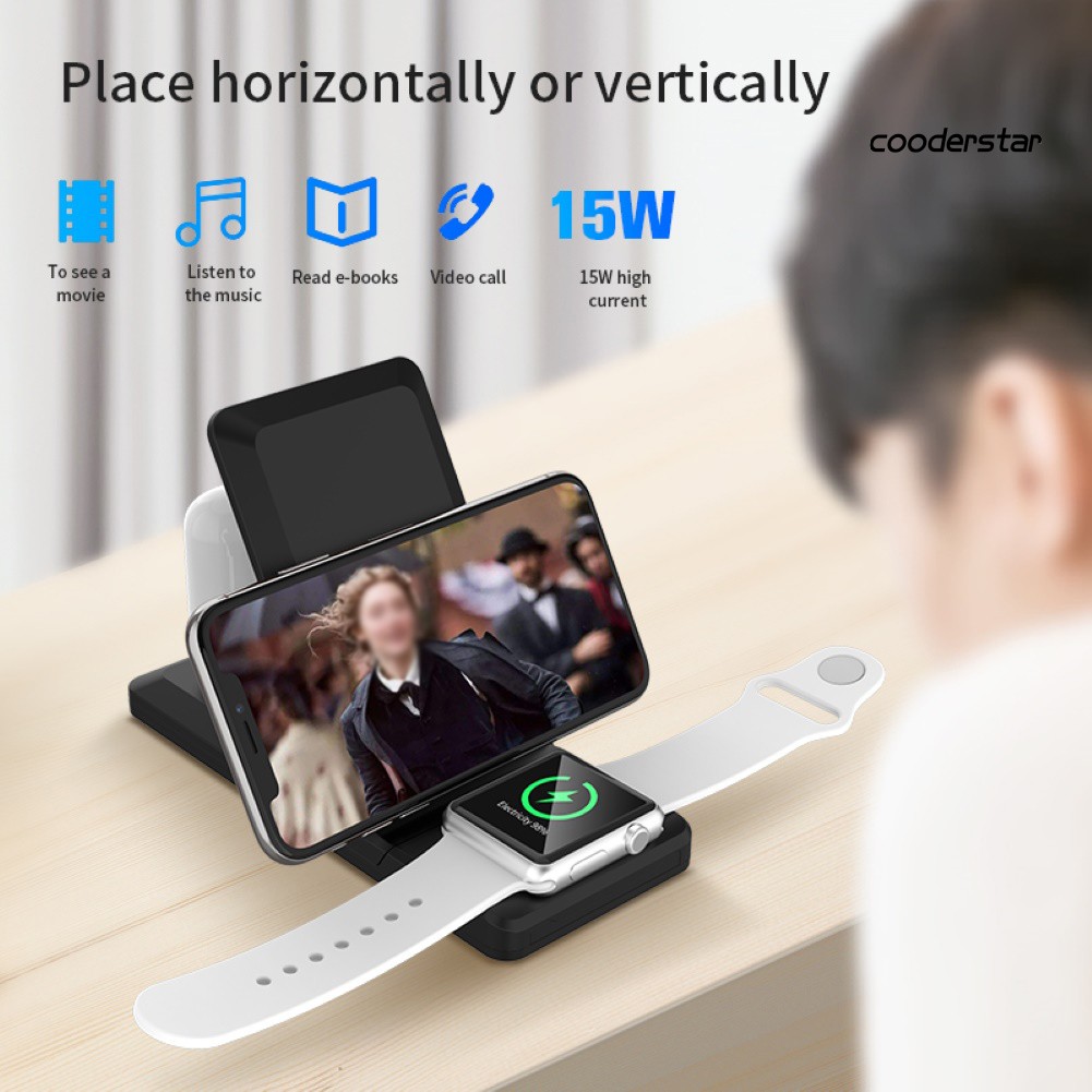 ★COOD★15W Folding Qi Wireless Quick Charger for iPhone for Apple Watch for AirPods Pro