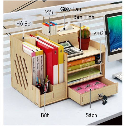Kệ Gỗ Đa Năng Để Màn Hình Máy Tính Chon Màu