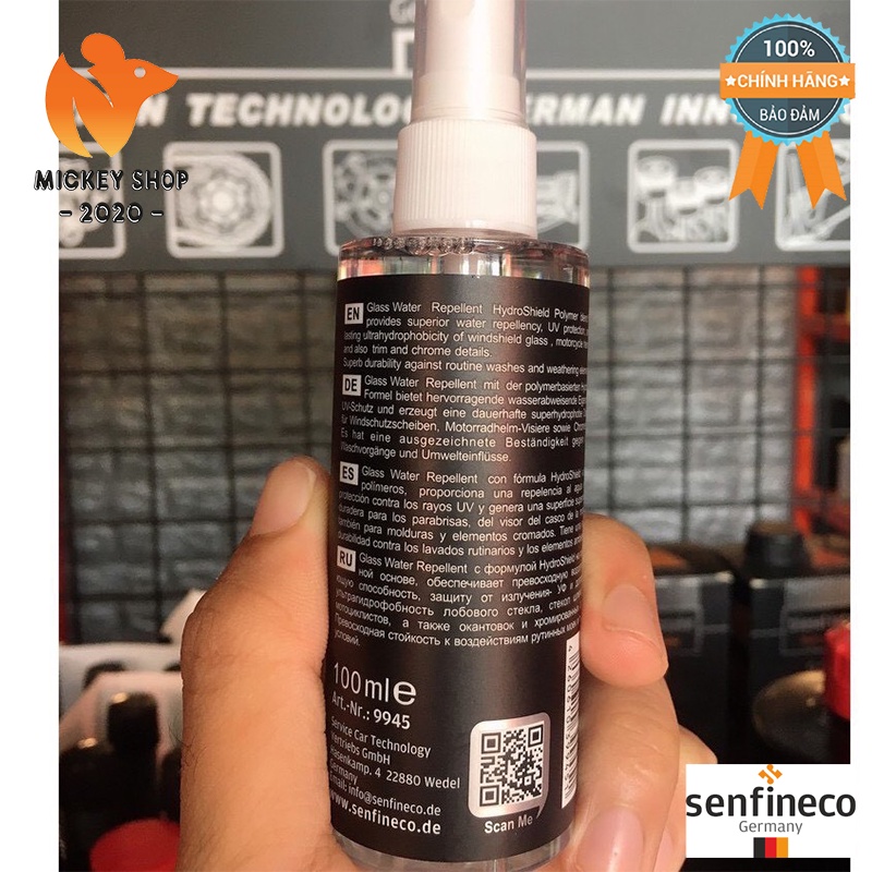 Chai Xịt Phủ Nano Chống Nước Kính Senfineco Glass Water Repellent 100ml - Senfineco 9945