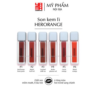 Son kem lì Herorange son kem lỳ nắp trắng vuông mẫu mới nhất màu Hot Trend