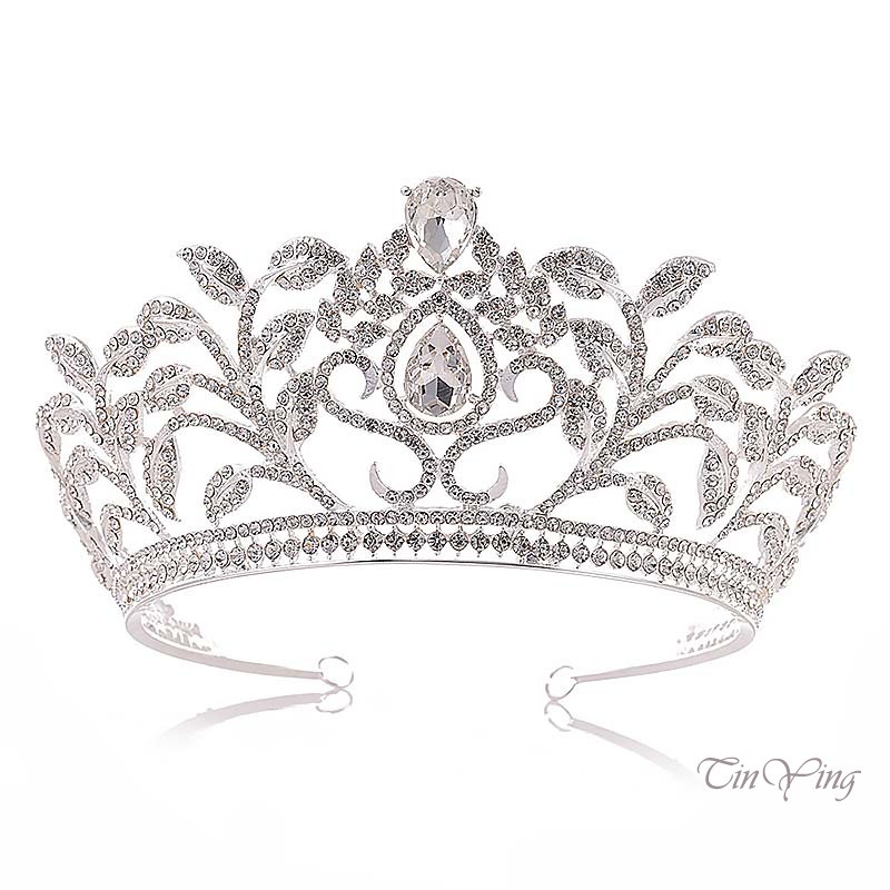 GETNOIVAS Cài Tóc Hình Vương Miện Lớn Đính Đá Cho Cô Dâu