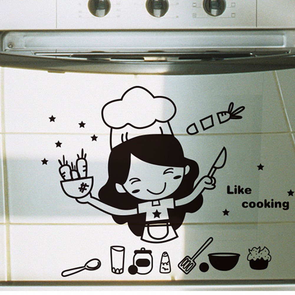 Miếng dán tường/ tủ lạnh họa tiết nấu ăn dễ thương trang trí nhà cửa