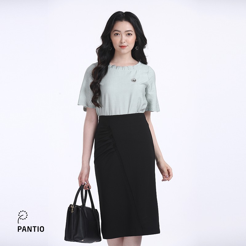 Áo sơ mi nữ chất liệu thô, dáng suông, tay lỡ FAS52121 - PANTIO