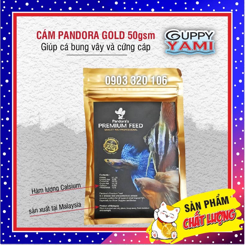 Thức ăn cho cá DATE MỚI - Cám Pandora Gold 50g - 100g