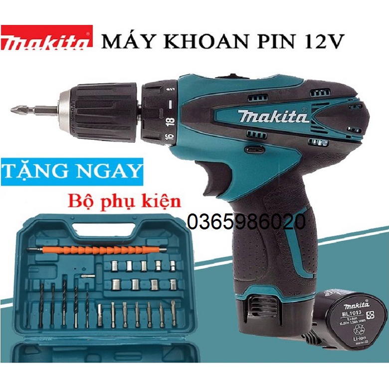 Máy Khoan Bắt Vít Dùng Pin Maktia 12V - Đa chức năng - 2 Pin - Máy bắn vít cầm tay mini - Tặng mũi khoan