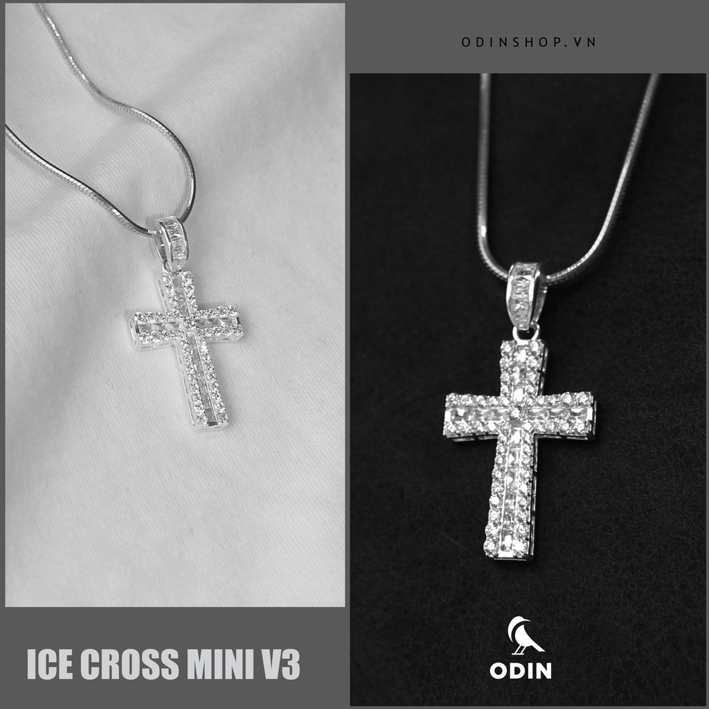 Dây chuyền Thánh giá Bạc - Mini Ice-cross V3 - Tặng kèm bộ vệ sinh Bạc