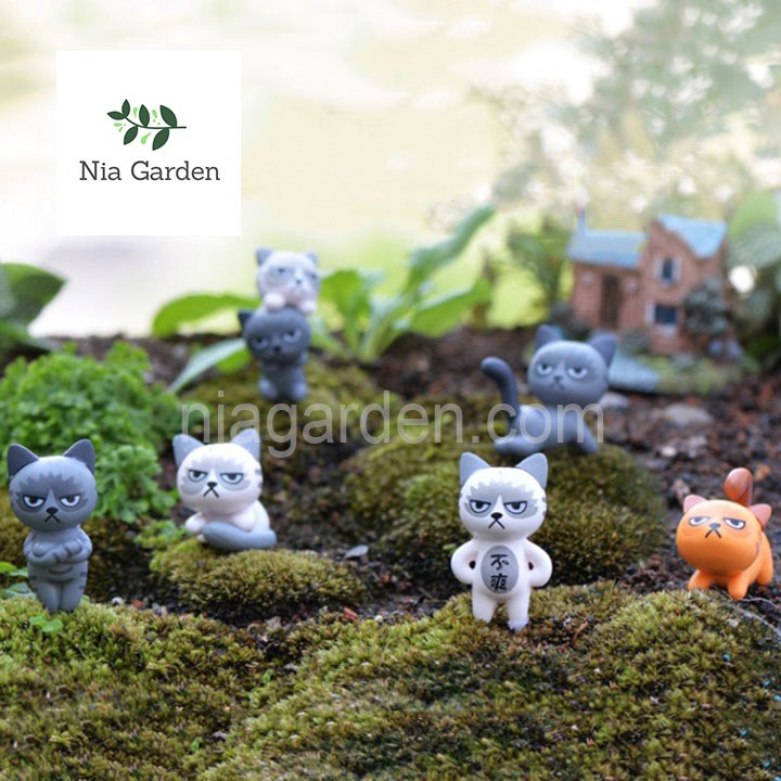 Mô hình mèo trang trí tiểu cảnh chậu cây terrarium Nia Garden N5