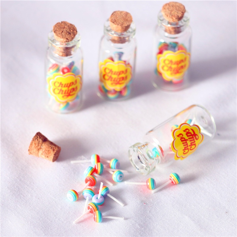 Trang trí Decor nhà cửa- Mô hình lọ kẹo mút  mini trang trí nhà cửa, bàn làm việc, mô hình nhà mini