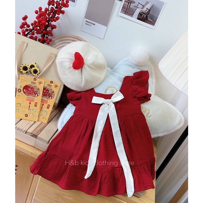 váy đũi đỏ hb cho bé