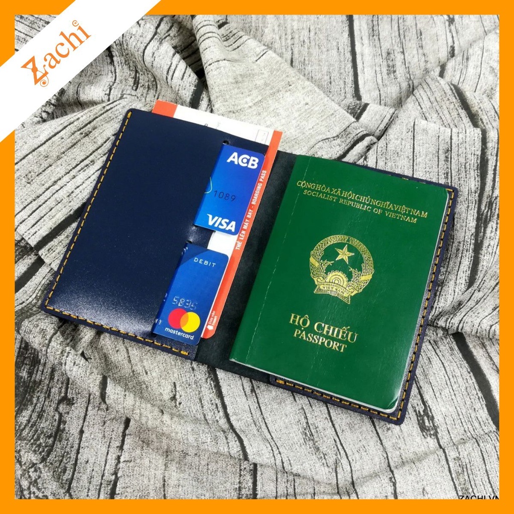 Ví đựng passport da bò, bao da đựng hộ chiếu da thật 100% handmade - Zachi PP921