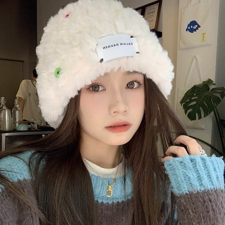 Mũ xô MG STUDIO sang trọng phối nút 2 màu dễ thương