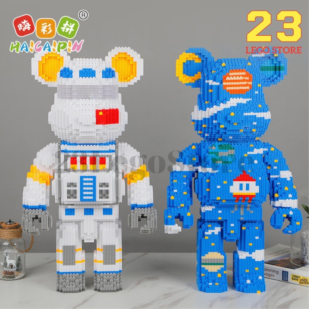 Bộ đồ chơi lắp ghép gấu BearBrick cỡ lớn cao 56cm  tặng kèm búa lắp ráp
