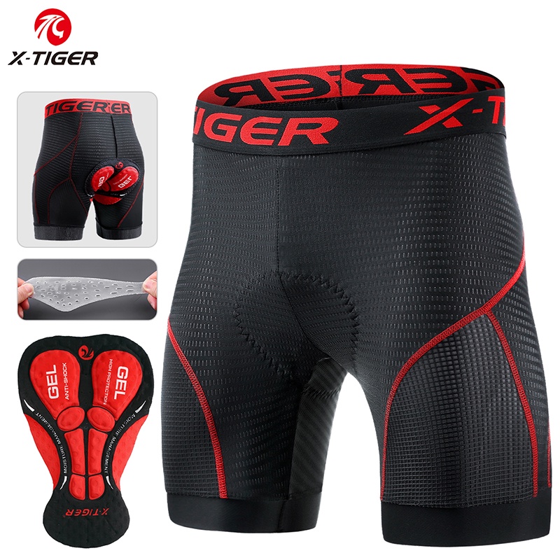 X-TIGER Quần short đi xe đạp Nam giới đi xe đạp Đồ lót lưới thoáng khí Cưỡi quần lót Gel Pad chống va đập Quần lót xe đạp