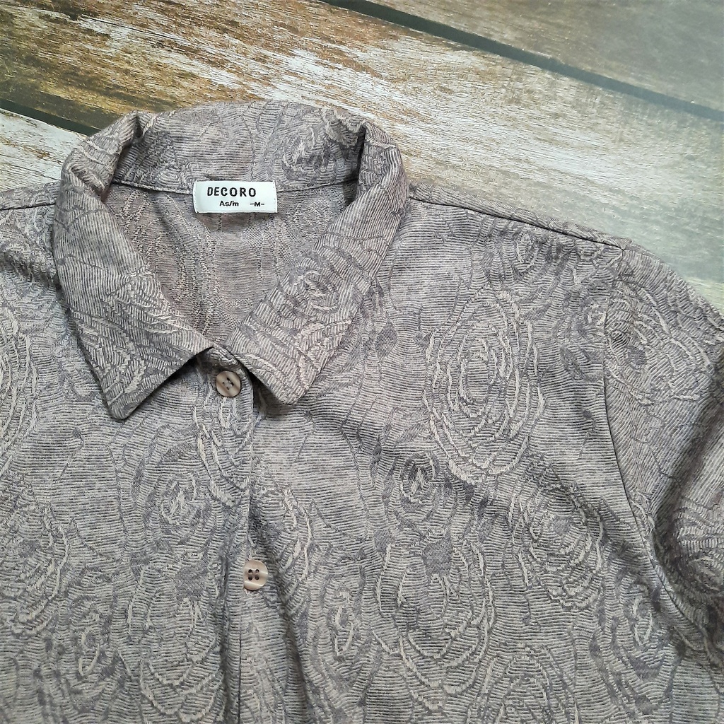Sơ mi Nhật vintage màu nude hoa chìm  - Thanh lý sơ mi vintage Nhật - Pass áo sơ mi hiệu - Nude2-A