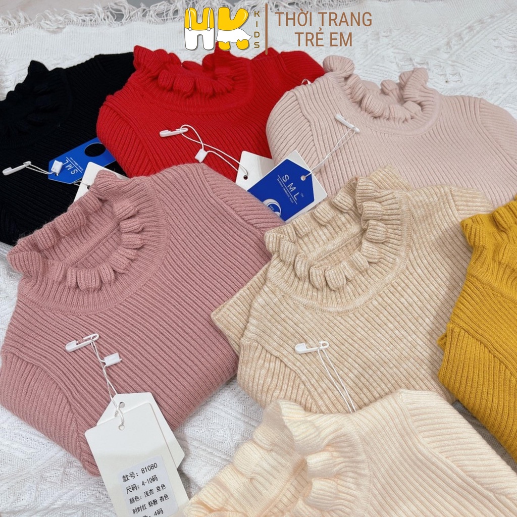 Áo len bèo nhún cho bé gái từ 3-8 tuổi, chất len cao cấp mềm mịn đanh lì - HK KIDS (mã 83023)