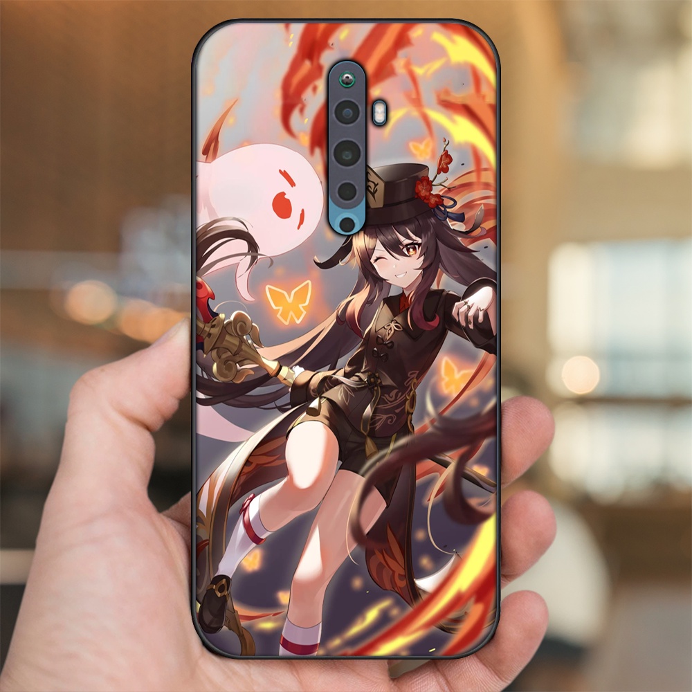Ốp lưng Oppo Reno 2F viền đen in hình Hutao Genshin Impact
