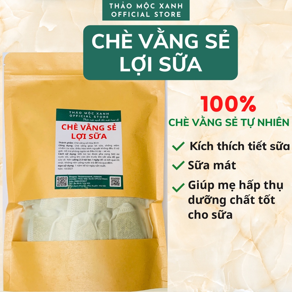 Trà VẰNG SẺ Lợi Sữa Cho Mẹ Sau Sinh, vừa Lợi Sữa Vừa Giảm Cân, - túi lọc tiện lợi - Thảo Mộc Xanh Official Store