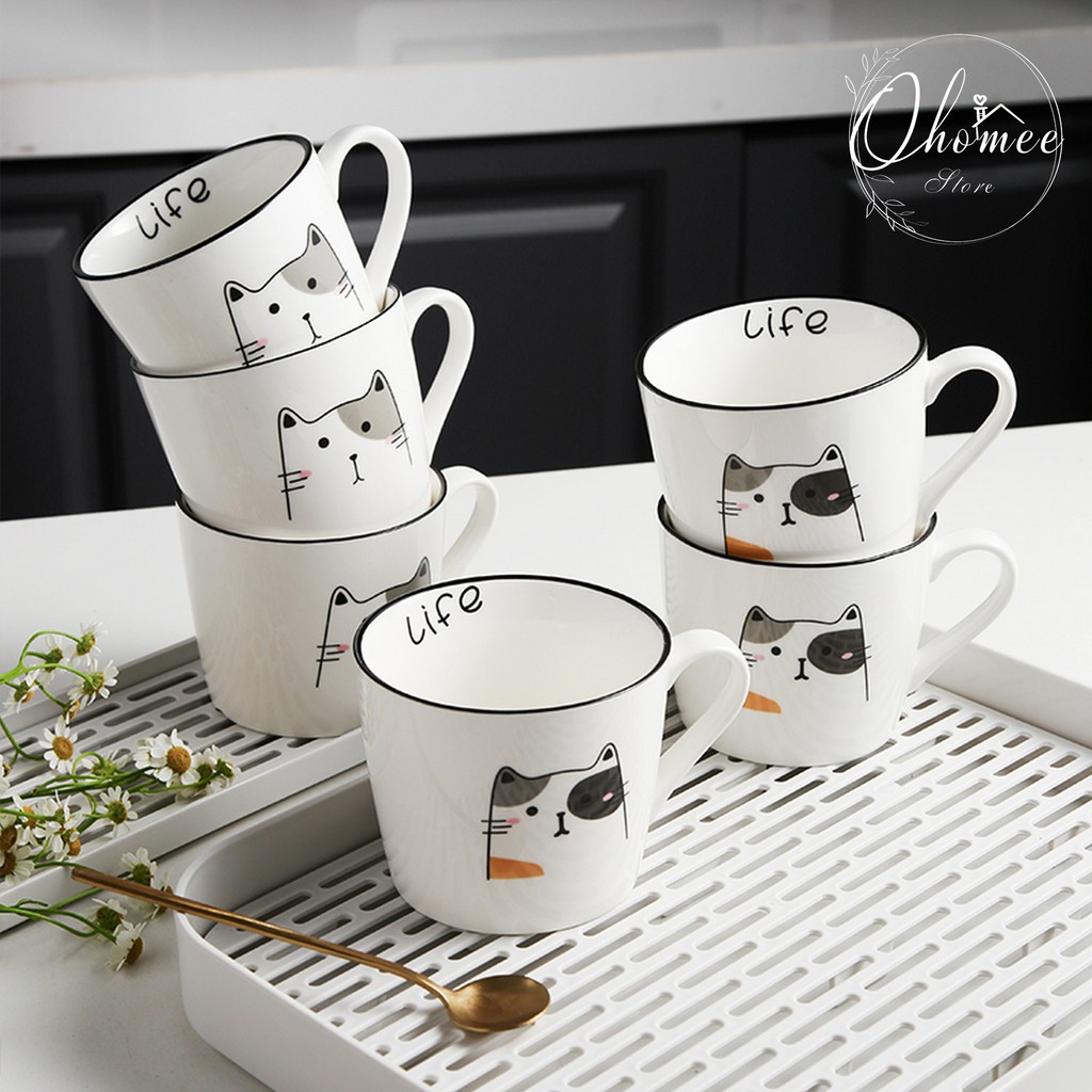 Ly gốm sứ cao cấp in hình Mèo siêu đáng yêu và dễ thương