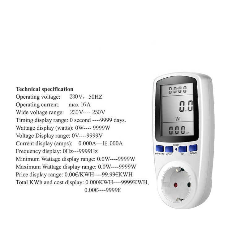 Ổ cắm điện đo công suất,màn hình có đèn nền LED