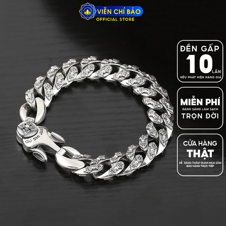 Lắc tay bạc nam vòng tay nam đẹp khắc Chùy kim cang chất liệu bạc Thái 925 thương hiệu Viễn Chí Bảo L100474-20