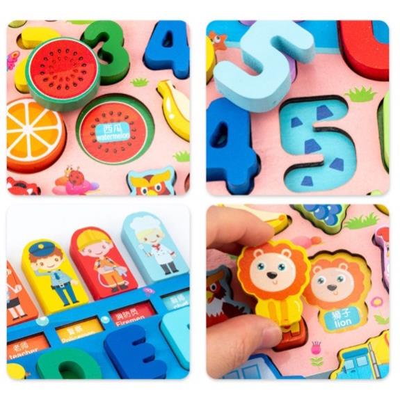 Đồ Chơi Bảng Gỗ 7in1 Câu Cá Kèm Số Tư Duy, Chữ Cái, Trái Cây, Động Vật Cho Bé Phát Triển Tư Duy và Sáng Tạo Munkids