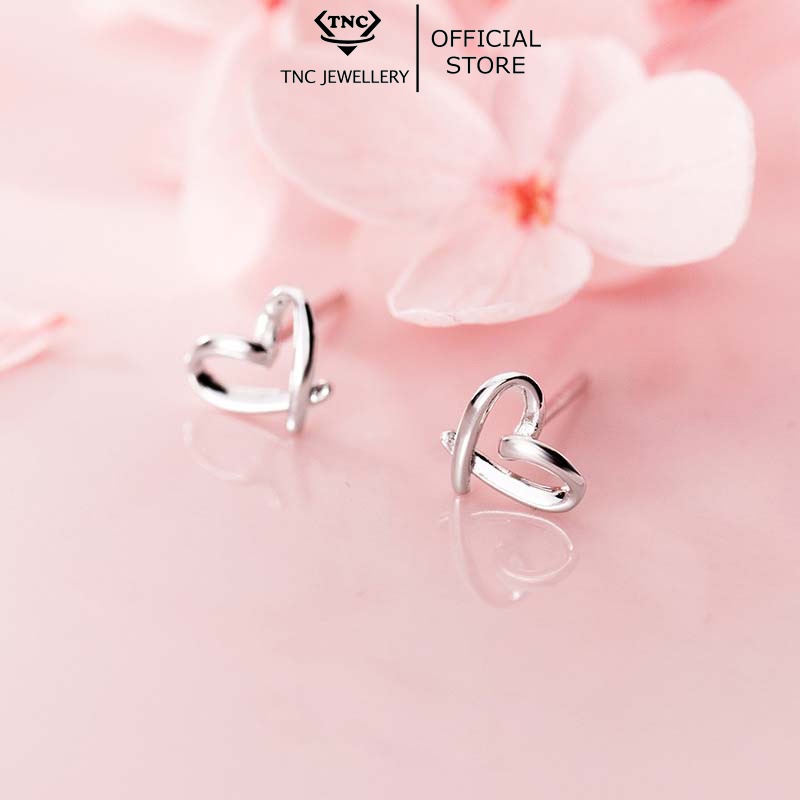 Bông Tai Trái Tim Trơn Bạc Cao Cấp Bạc Ý 925 TNC JEWELLERY