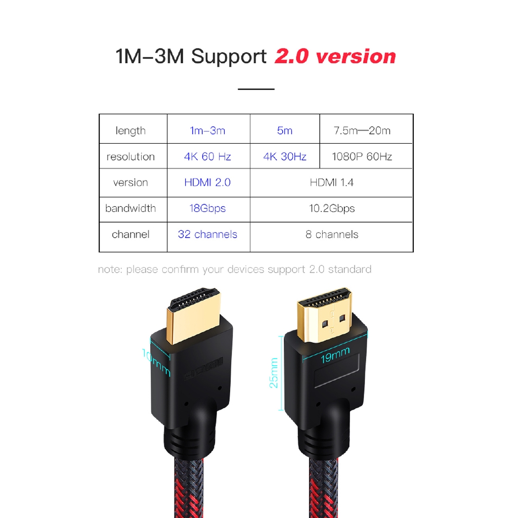 Dây Cáp Hdmi 2.0 4k 60hz 1m 2m 3m 5m 10m 15m 20m Hd Tv Laptop Ps4 Máy Xbox