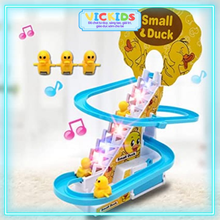 Đồ Chơi Cầu Trượt Vịt Leo Thang, Có Đèn, Có Nhạc Vui Tai Cho Bé Sơ Sinh, Kèm 3 Chú Vịt Con