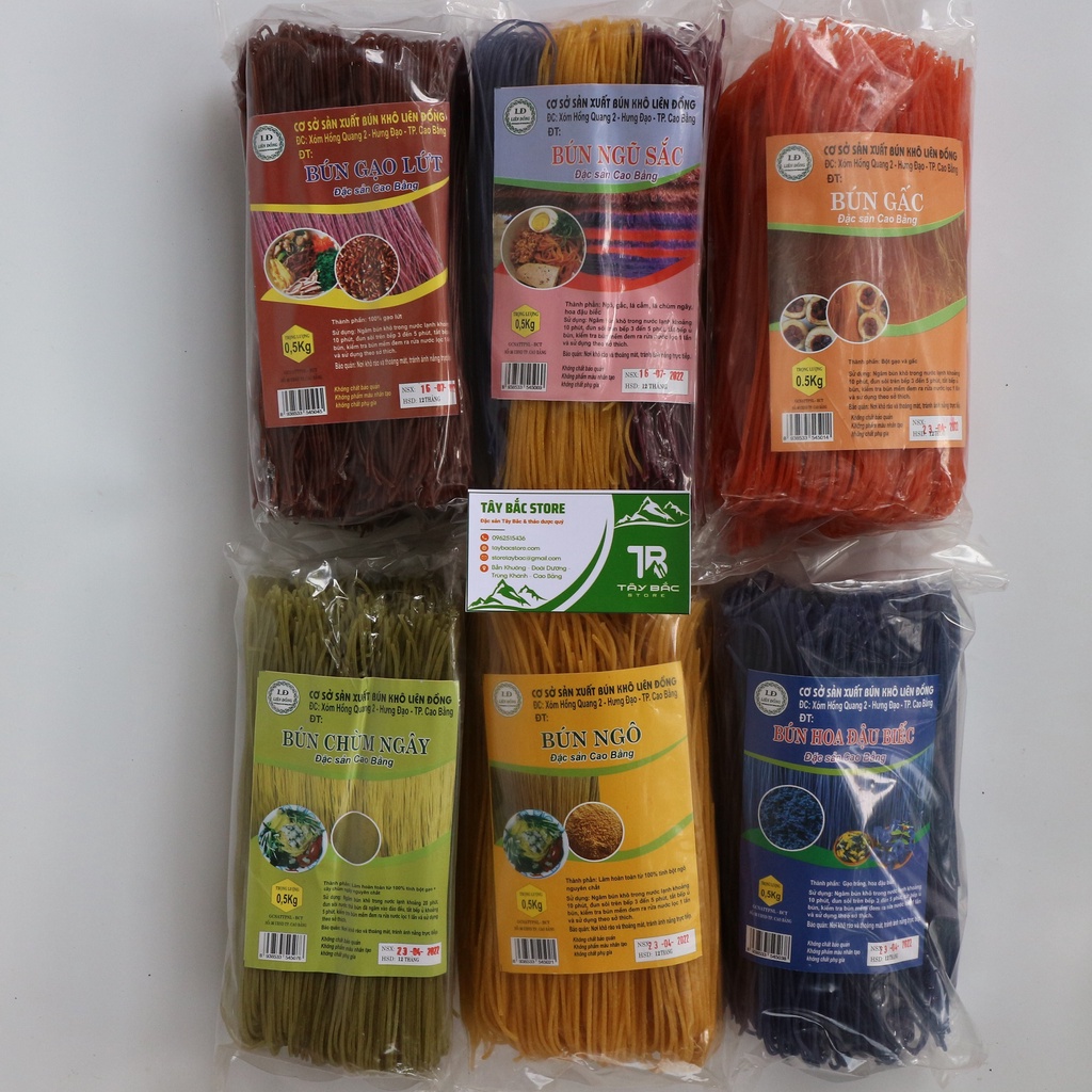Bún Khô Cao Bằng Túi 500G (Phở Khô Liên Đồng) Bún Cao Tuyền Bún Dai Ngon