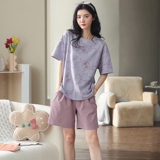 Bộ mặc nhà cotton đùi cao cấp 2022 Animals tím