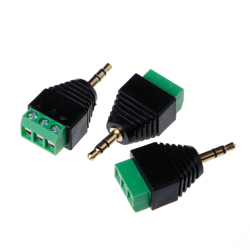 3 Đầu chuyển đổi âm thanh nổi Video AV Balun 3.5mm 1/8 " sang đầu nối 3 vít AV