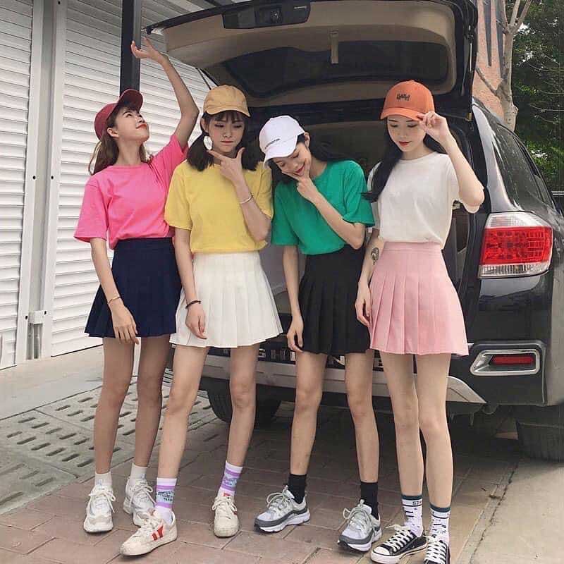 [QUÀ TẶNG LÀ DÂY BUỘC TÓC BẠN NHÉ] Chân váy Tennis lưng cao xếp ly Style Ulzzang có lót trong - Màu Trắng / Đen / Caro