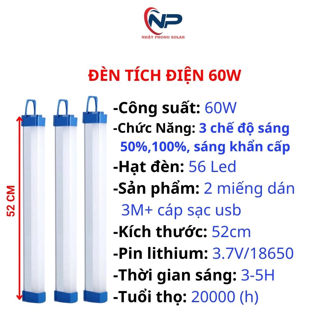 Đèn tích điện, đèn led điện cao cấp SHOPNHATPHONG công suất 20W,40W,60W,3 chế độ sáng,kèm dây sạc usb,2 đầu có nam châm