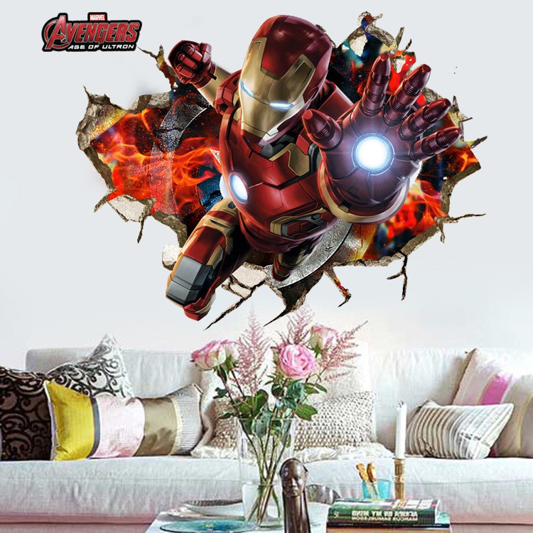 Decal 3D Iron man - Biệt đội siêu anh hùng Marvel - Decal Người sắt