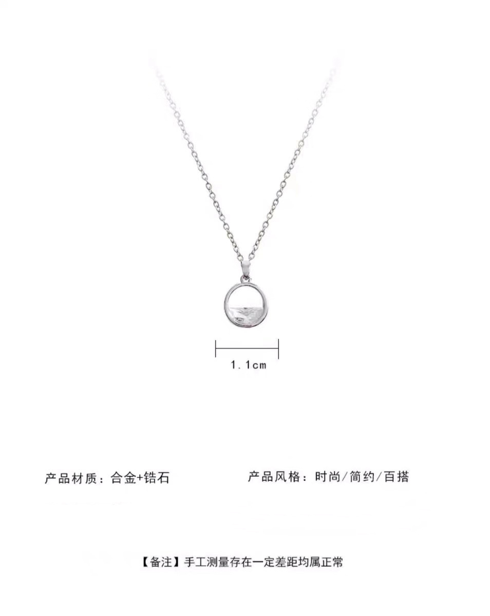Korean version of semi-crystal silver necklace