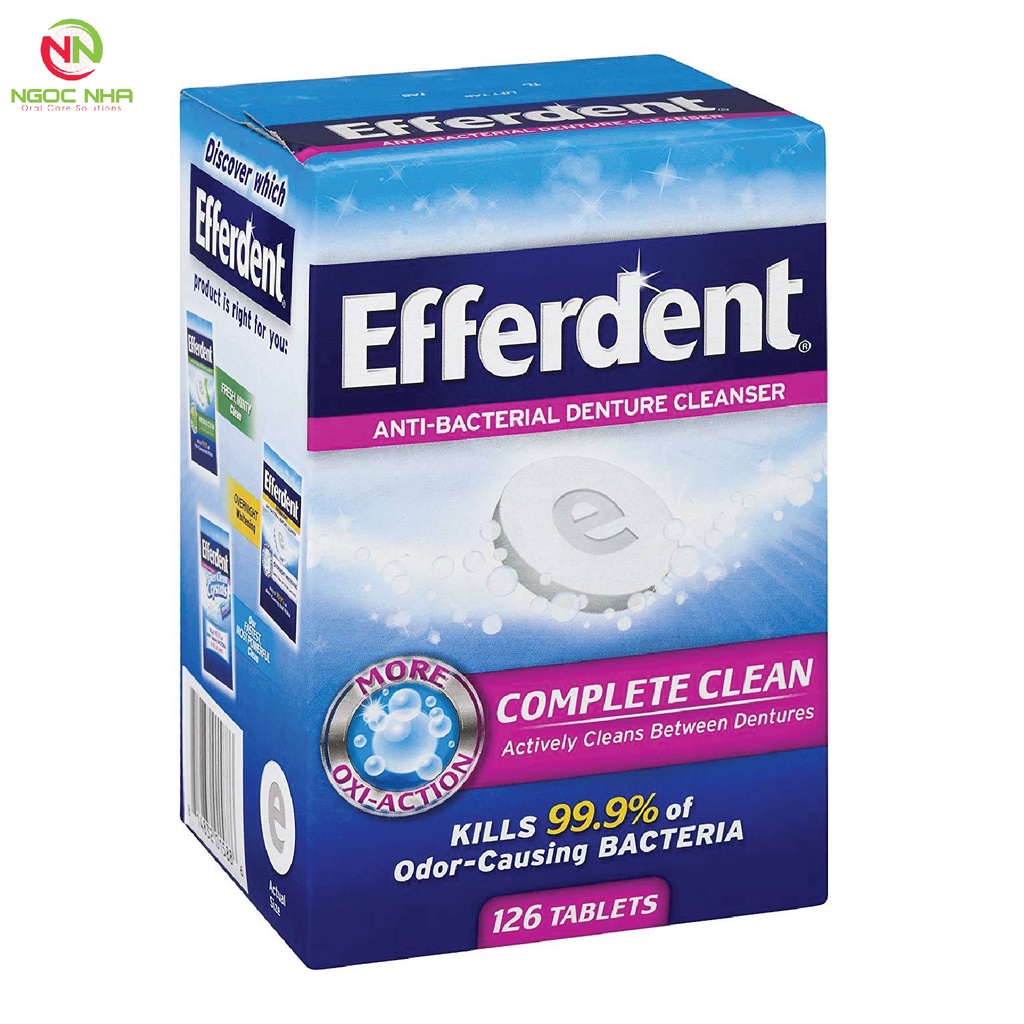Vỉ 6 viên sủi ngâm làm sạch và vệ sinh hàm giả răng giả hàm tháo lắp, khay chỉnh nha Polident/ Efferdent
