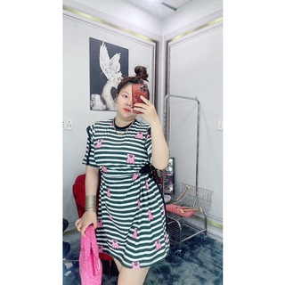 đầm kẽ sọc gấu bigsize