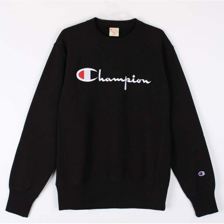 Áo Sweater Nỉ 🍉 Áo nỉ bông dáng tay dài in chữ champion với thiết kế đẹp phối layer màu đen thương hiệu xưởng Lynashop | BigBuy360 - bigbuy360.vn