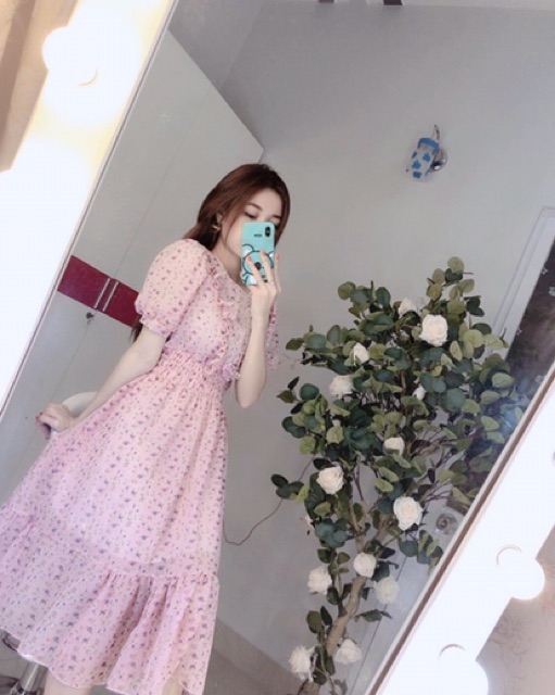 Đầm hoa nhí tay phồng bèo cánh tiên (hình thật+video) | BigBuy360 - bigbuy360.vn