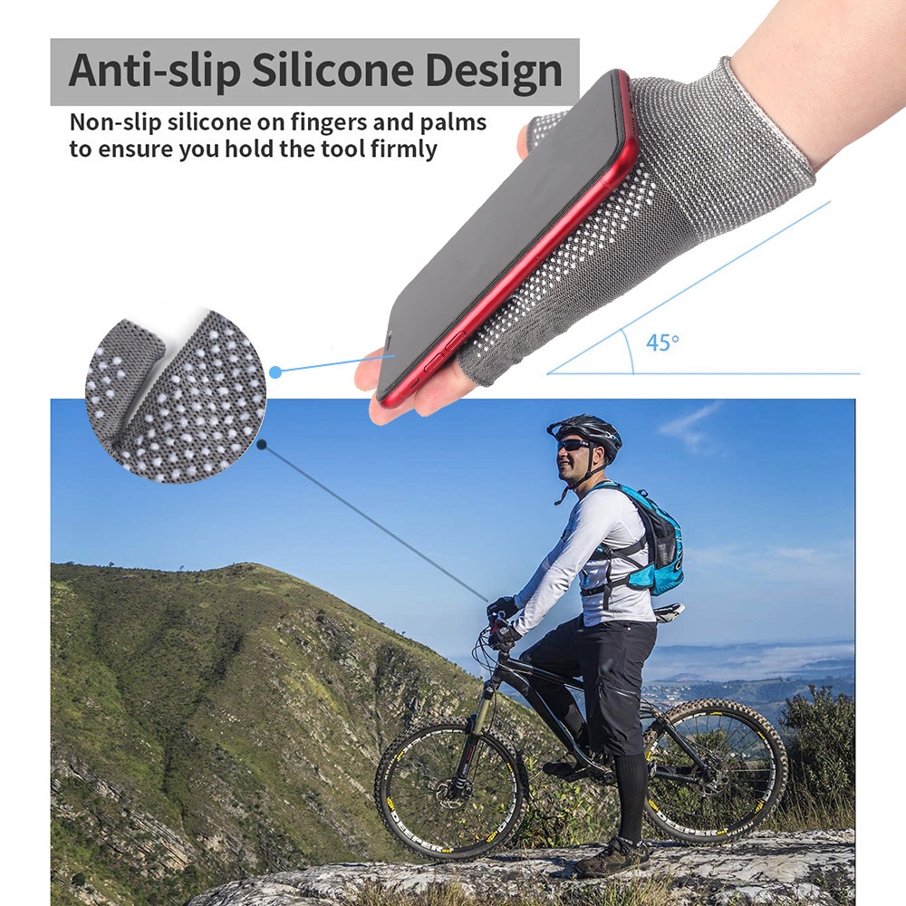 Găng Tay Nylon Chấm Bi Không Ngón Thoáng Khí Trọng Lượng Nhẹ / Không Ngón Độ Co Giãn Cao Chống Nắng Tiện Lợi Khi Lái Xe