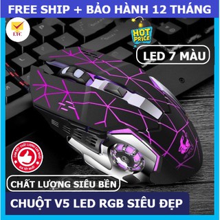 Chuột gaming led tự động đổi màu siêu đẹp V5, mouse chơi game máy tính, laptop, pc chỉnh được DPI, thiết kế có dây - LTC