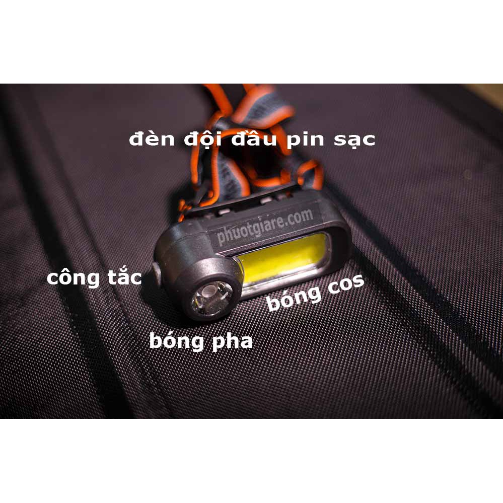Đèn đội đầu xài pin sạc 2 chế độ cos pha