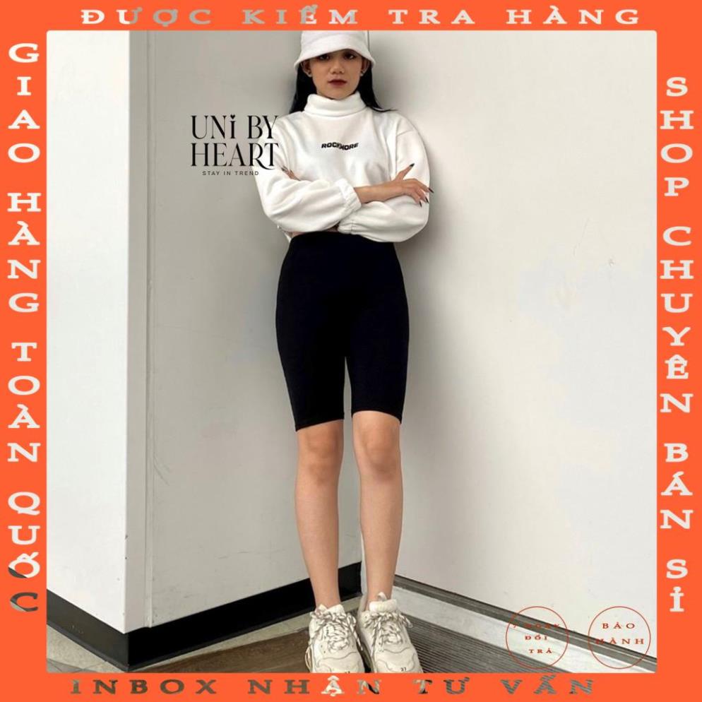 Quần legging đùi lửng thái cạp cao biker short lưng thun siêu mịn, co dãn 4 chiều QLG001 - Uni By Heart huynhle