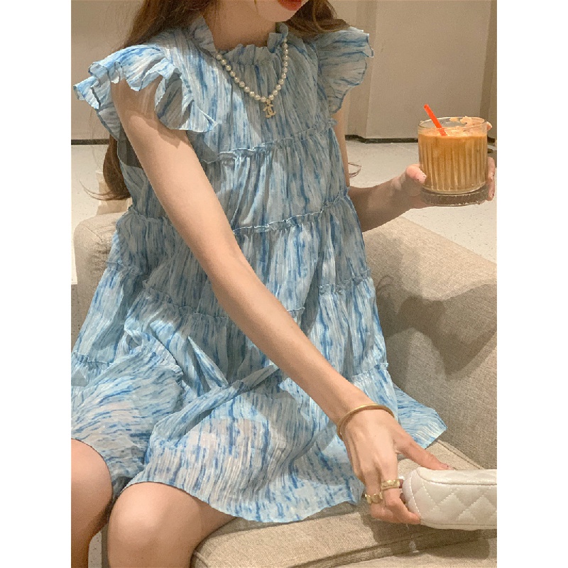 Đầm Công Chúa Tay Bay Dáng Rộng Thời Trang Mùa Hè Phong Cách Hàn Quốc Ngọt Ngào