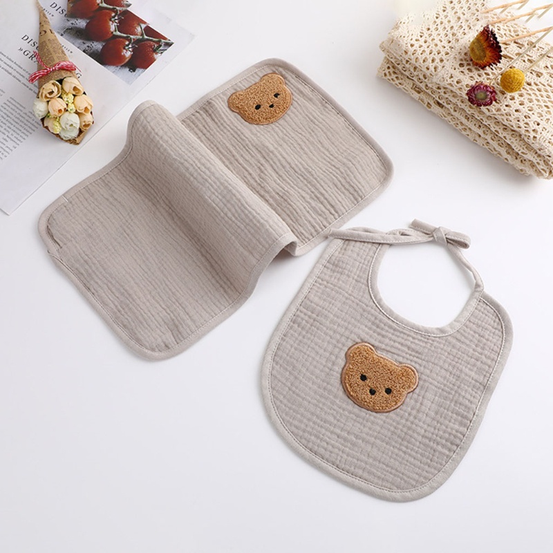 Set 2 Yếm Ăn Cotton Mềm Mại Dành Cho Bé Sơ Sinh