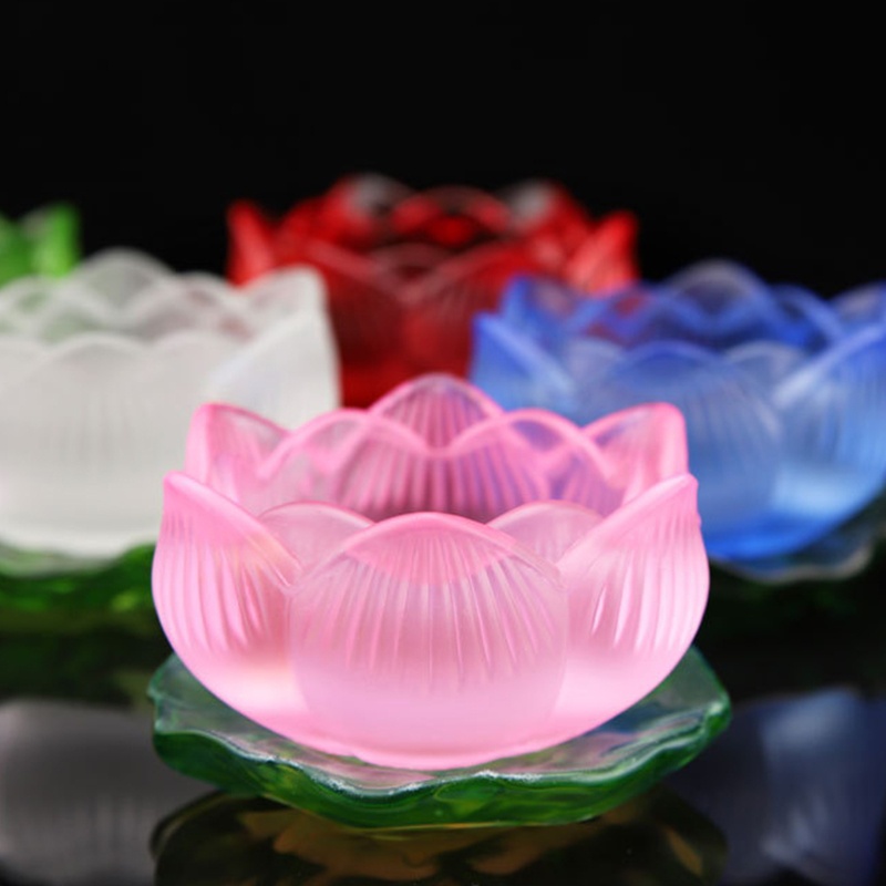 2 Giá Đỡ Nến Hình Lá Sen Nhiều Màu Trang Trí Bàn Khách Sạn