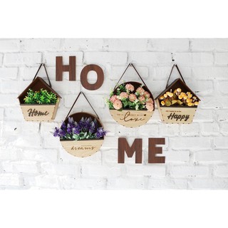 Giỏ Hoa Gỗ treo tường MỘC DECOR trang trí nhà cửa được chọn lẵng và hoa